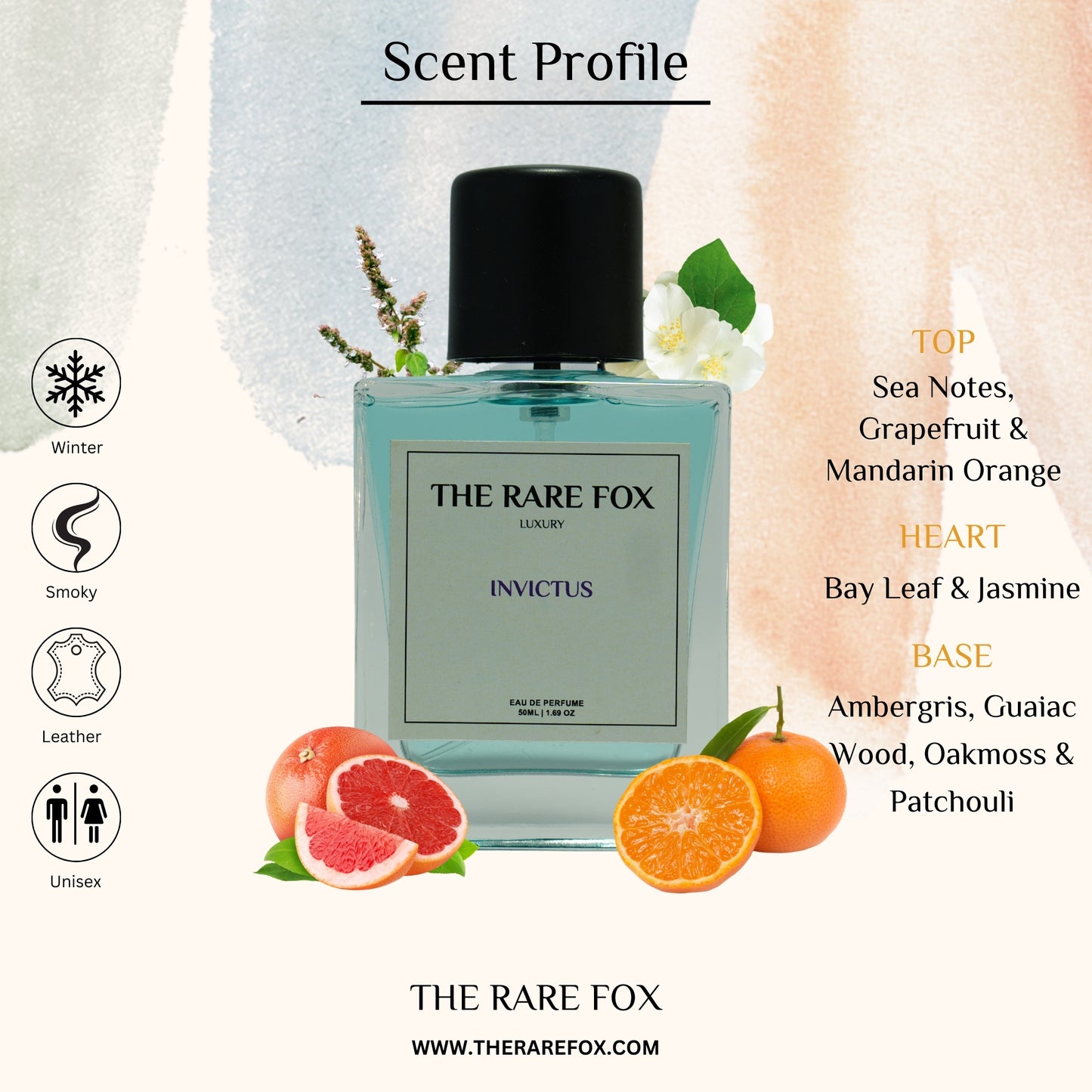 The Rare Fox INVICTUS | Premium Masculine Perfume | Invincible, Fresh & Long-Lasting Eau de Parfum | 50 ML/ 100 ML