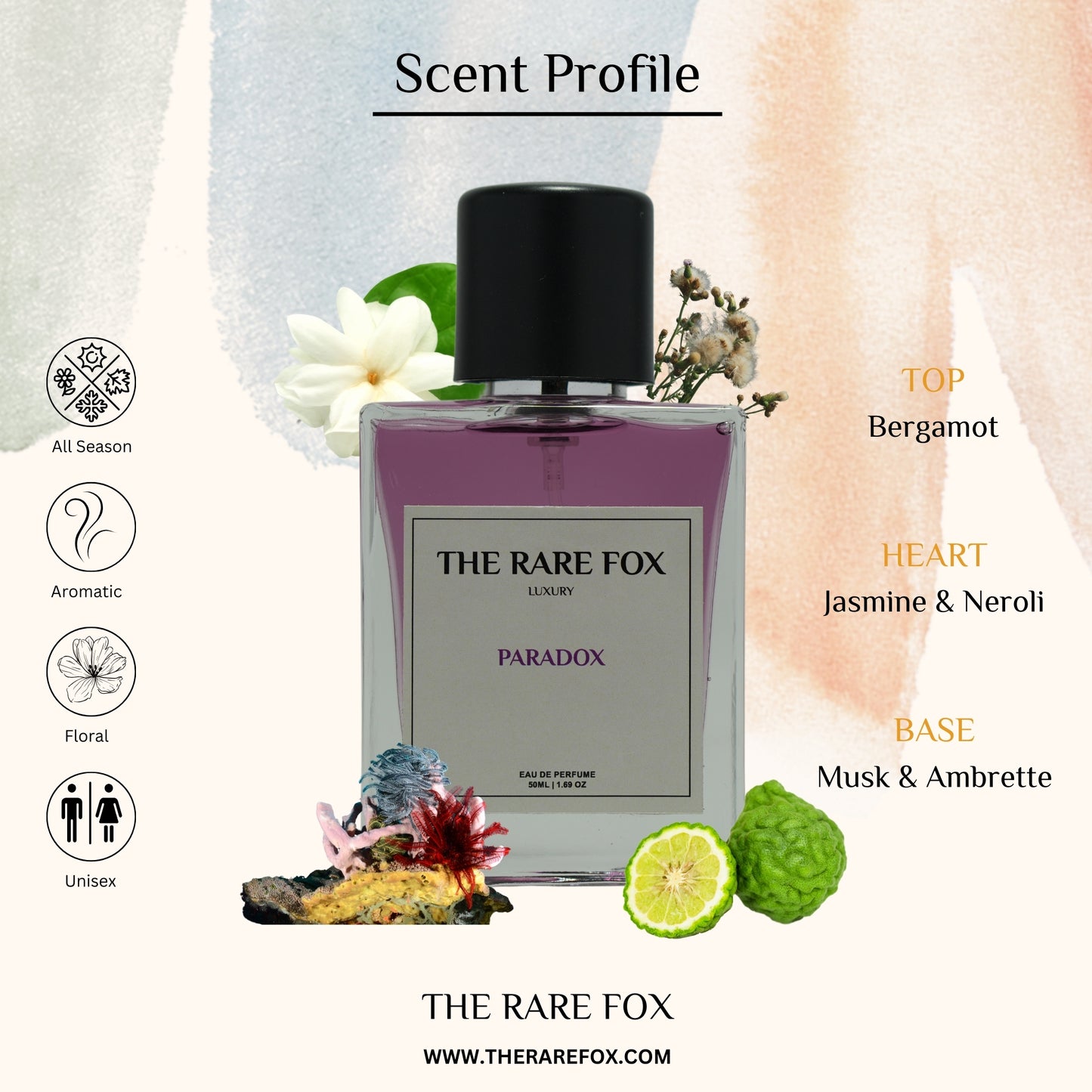 The Rare Fox PARADOX Eau de Parfum | Bold, Intriguing & Complex Fragrance for Men & Women | 50 ML/ 100 ML